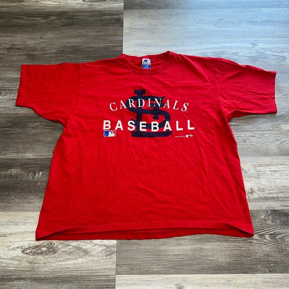 Vintage 1990s Champion Red Mens XXL Cardinals Baseball Athletic Sporty Tshirt